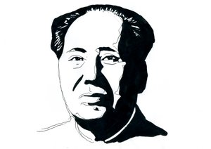 Retrato do revolucionário comunista chinês e do pai fundador da República Popular da China Mao Tse Tung de Alessandro Lonati