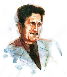 Retrato do escritor e jornalista inglês George Orwell (Retrato do escritor britânico George Orwell) de Alessandro Lonati