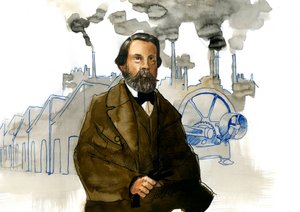 Retrato de Friedrich Engels (1820-1895), teórico e político socialista alemão de Alessandro Lonati