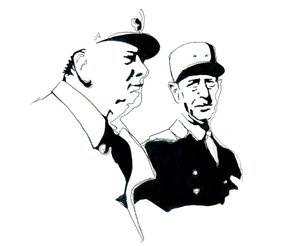 Retrato do General Charles de Gaulle e Winston Churchill de Alessandro Lonati