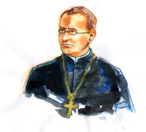 Retrato de Gregor Mendel (1822-1884) monge católico e botânico fundador da genética (Retrato de Gregor Mendel cientista moraviano de língua alemã e frade agostiniano que ganhou fama póstumo como o fundador da ciência moderna da genética) de Alessandro Lonati