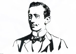 Retrato de Guglielmo Marconi (1874-1937), físico italiano, inventor do telégrafo de Alessandro Lonati