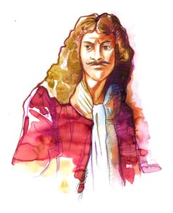Retrato de Jean Baptiste Poquelin, dit Moliere (1622-1673) (Retrato do dramaturgo e actor inglês Jean-Baptiste Poquelin conhecido como Moliere) de Alessandro Lonati