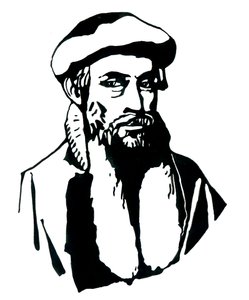 Retrato de Johannes Gensfleisch dit Gutenberg (1400-1468), Impressora alemã (Retrato de Johannes Gutenberg) Ilustração de Alessandro Lonati de Alessandro Lonati
