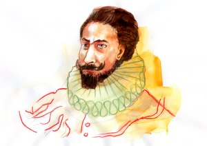 Retrato de Miguel de Cervantes Saavedra (1547-1616) (Retrato do escritor espanhol Miguel de Cervantes Saavedra) de Alessandro Lonati