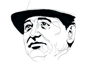 Retrato de Mikhail Gorbachev (Gorbachev ou Gorbachev) (nascido em 1931) político russo de Alessandro Lonati