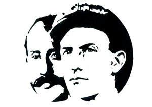 Retrato de Orville (1871-1948) e Wilbur Wright (1867-1912) pioneiros americanos da aviação (irmãos Wright, Orville e Wilbur, irmãos americanos, inventores e pioneiros da aviação) de Alessandro Lonati