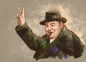 Retrato de Sir Winston Leonard Spencer Churchill (ilustração) de Alessandro Lonati