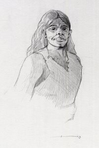 Retrato de um pirata (corsário) ou busto de um marinheiro. Desenho de Alessandro Lonati. de Alessandro Lonati