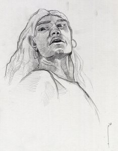 Retrato de um pirata (corsário) ou busto de um marinheiro. Desenho de Alessandro Lonati. de Alessandro Lonati