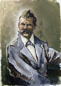 Retrato do filósofo alemão Friedrich Nietzsche (1844-1900). de Alessandro Lonati