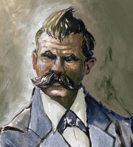 Retrato do filósofo alemão Friedrich Nietzsche (1844-1900). de Alessandro Lonati