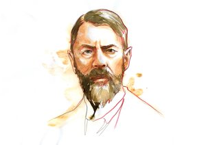 Retrato do sociólogo alemão Max Weber (1864 - 1920) (Max Weber sociólogo alemão, filósofo, jurista, e economista político) de Alessandro Lonati