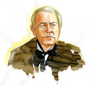 Retrato do Físico Thomas Edison (1847-1931) Desenho de Alessandro Lonati