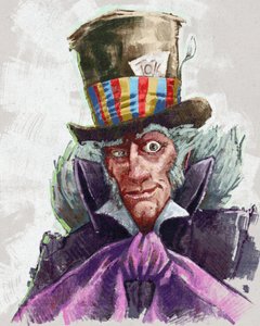Retrato do chapeleiro louco (ilustração) de Alessandro Lonati