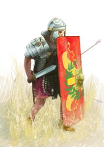Legião Romana - Legionário Romano - Antiguidade Romana: representação da Legião Romana - Desenho de Alessandro Lonati