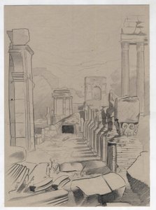 Ruínas da era romana em Roma, Fórum (foro romano) Desenho de Alessandro Lonati. de Alessandro Lonati