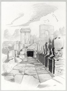 Ruínas da era romana em Roma, Fórum (foro romano) Desenho de Alessandro Lonati. de Alessandro Lonati