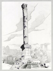 Ruínas da era romana em Roma, Fórum (foro romano) Desenho de Alessandro Lonati. de Alessandro Lonati