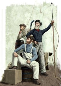 Três baleias de Alessandro Lonati