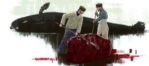 Duas baleias, cortando uma baleia de Alessandro Lonati