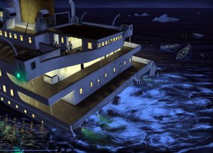 Vista do transatlântico Titanic na altura do naufrágio a 14 e 15 de Abril de 1912. Ilustração de Alesandro Lonati. 2010 de Alessandro Lonati