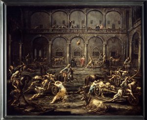 Arrivee des galeriens à la prison de Genes Pintura de Alessandro Magnasco (1667-1749) Sol do século XVIII. 1,16x1,42 m Bordeaux, Musee des Beaux Arts.