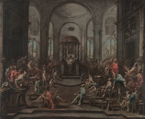 Interior de uma sinagoga, c. 1725-1735. de Alessandro Magnasco