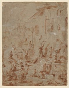 Adoradores em um santuário da rua, 173040. de Alessandro Magnasco