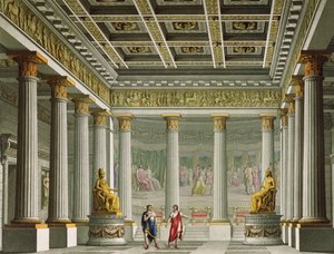 O salão de audiência no Palácio de Aegistheus, design para o ballet &39;Orestes&39; no Teatro La Scala, Milão, 1826