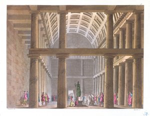 O Interior do Parthenon, ilustração de &39;Le Costume Ancien ou Moderne&39; por Jules Ferrario, gravado por G. Castellini, Milão 1821 (gravura a cor)