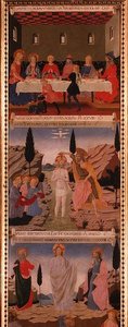 Cenas de A Última Ceia, O Baptismo de Cristo e A Ascensão, painel dois do Tesouro de Prata da Santissima Annunziata, c.1450-53 (tempera no painel)