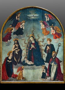 Madonna e Criança com Santos (óleo sobre painel) de Alessio & Scheggini Michele da Larciano (known as Graffione) (1470 85) Baldovinetti