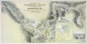 Vista panorâmica do Vale Conemaugh de Nínive até o lago, Johnstown, Pa.: de esboços pessoais e pesquisas da Pensilvânia R.R. com permissão de Alex. Y.; Pennsylvania Railroad Lee