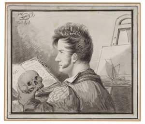 Auto-retrato de jovem com caveira