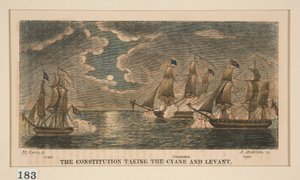 A Constituição Tomando a Cyane e Lavant, uma em uma série de oito de Alexander Anderson