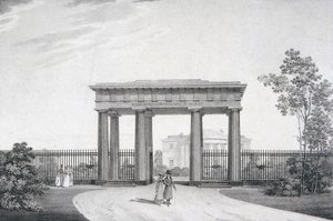 O portão dos Meus Caros Camaradas no Parque Catherine, em Tsarskoye Selo, 1822 de Alexander Andreyevich Thon