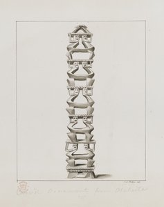 Gravado em Otaheite, de "Desenhos, em tinta indiana, ilustrativo da primeira viagem do Capitão Cook