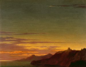 Perto do dia: Pôr do sol na costa, c.1768-75 (óleo sobre grafite sobre papel)