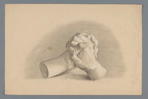 Modelo de gesso de duas mãos dobradas