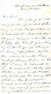 Carta assinada por A.E. Steen, acampamento perto de Van Buren, à sua prima Sra. Mary Walker, Van Buren, Ark., 1 de Dezembro de 1862 de Alexander Early Steen