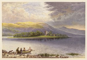 Paisagem de lagos escoceses: Loch Leven (litografia a cores) de Alexander Francis (after) Lydon