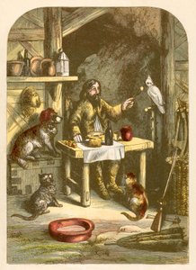 Robinson Crusoe no jantar com sua pequena família de Alexander Francis Lydon