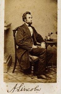 Uma fotografia autografada de Abraham Lincoln, em carta-de-visite, 1861 de Alexander Gardner