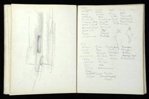 Sketchbook (85pp) contendo aquarelas e desenhos relacionados ao Projeto de Observação de Massa em Bolton e Blackpool, 1938