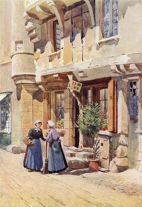 Casas antigas em Chinon (lito a cores) de Alexander Henry Hallam Murray
