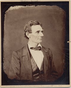 Abraham Lincoln (1809-65), 16º presidente dos EUA, copia impressão após foto de Alexander Hesler, 1860 (albumen photo)