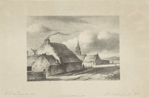 Casas e uma torre da igreja em Katwijk de Alexander Hieronymus Bakhuyzen (II)