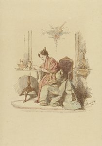 Mulher a ler uma carta a uma mesa de Alexander Hugo Bakker Korff