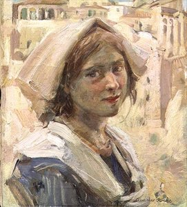 Rapariga Camponesa Italiana (óleo sobre tela) de Alexander Ignatius Roche